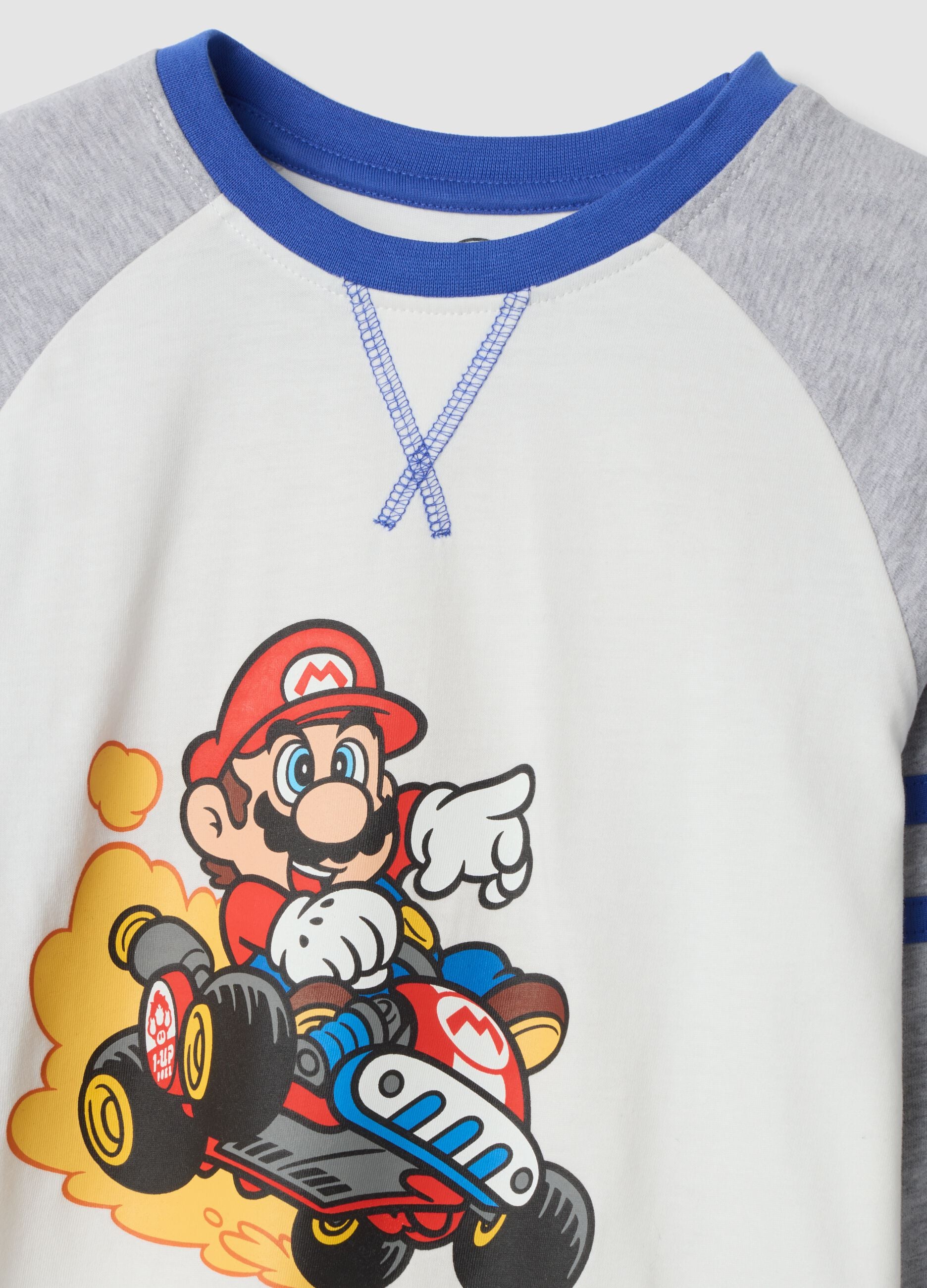 Marl grey organic cotton pyjamas with Mario Kart print