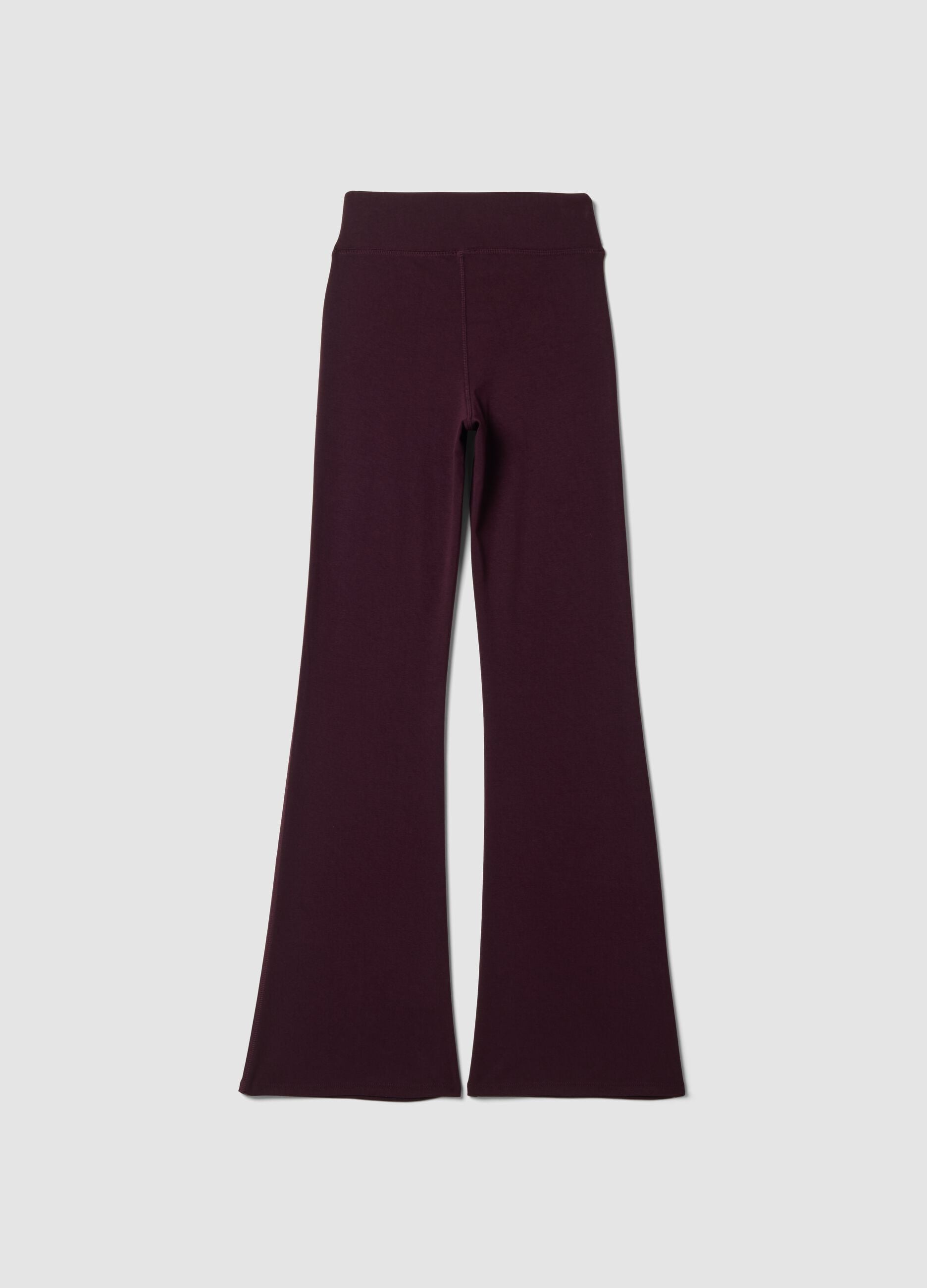 Purple flared leggings in stretch viscose jersey