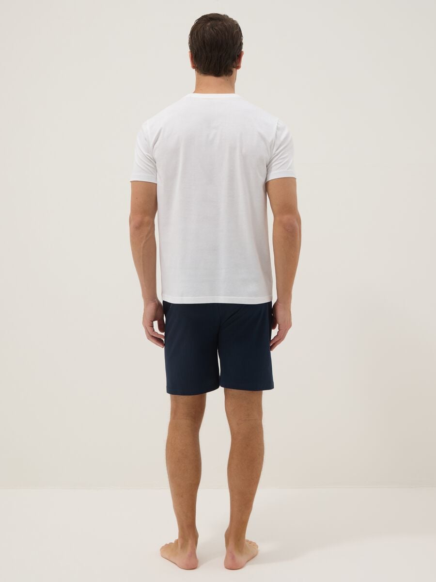 White and blue pure cotton jersey pyjamas, regular fit_2