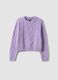 Purple and pink cable-knit crew neck jumper_0