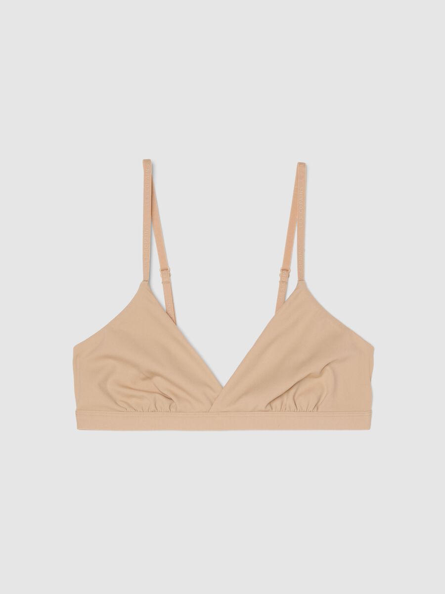 Beige Microfibre Triangle Bra_0