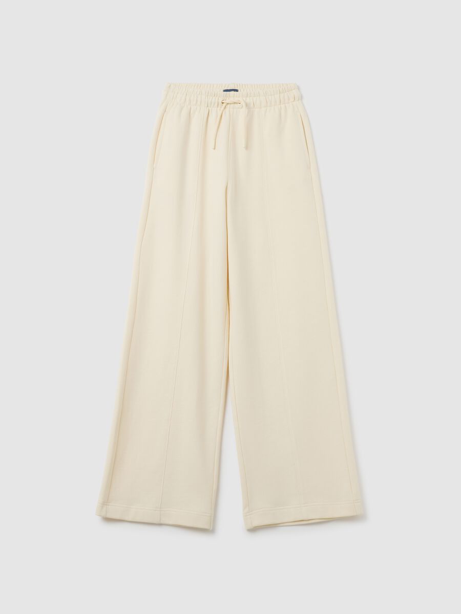 Girls' beige pure cotton regular fit trousers_2