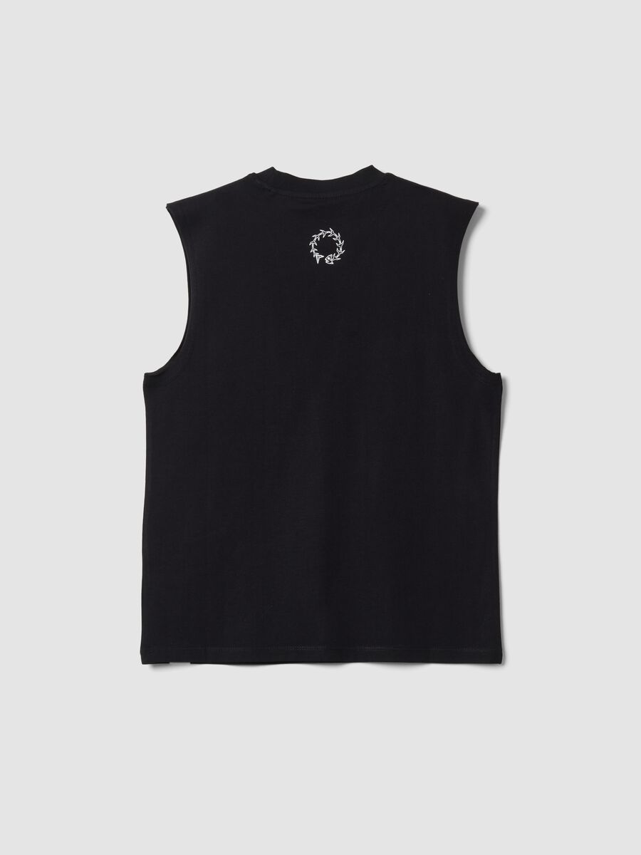 Top preto de algod&atilde;o puro para rapaz, corte oversize_1