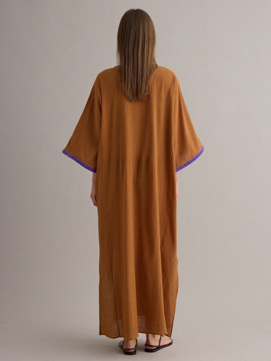 Langer brauner Kaftan aus reiner Baumwolle_2