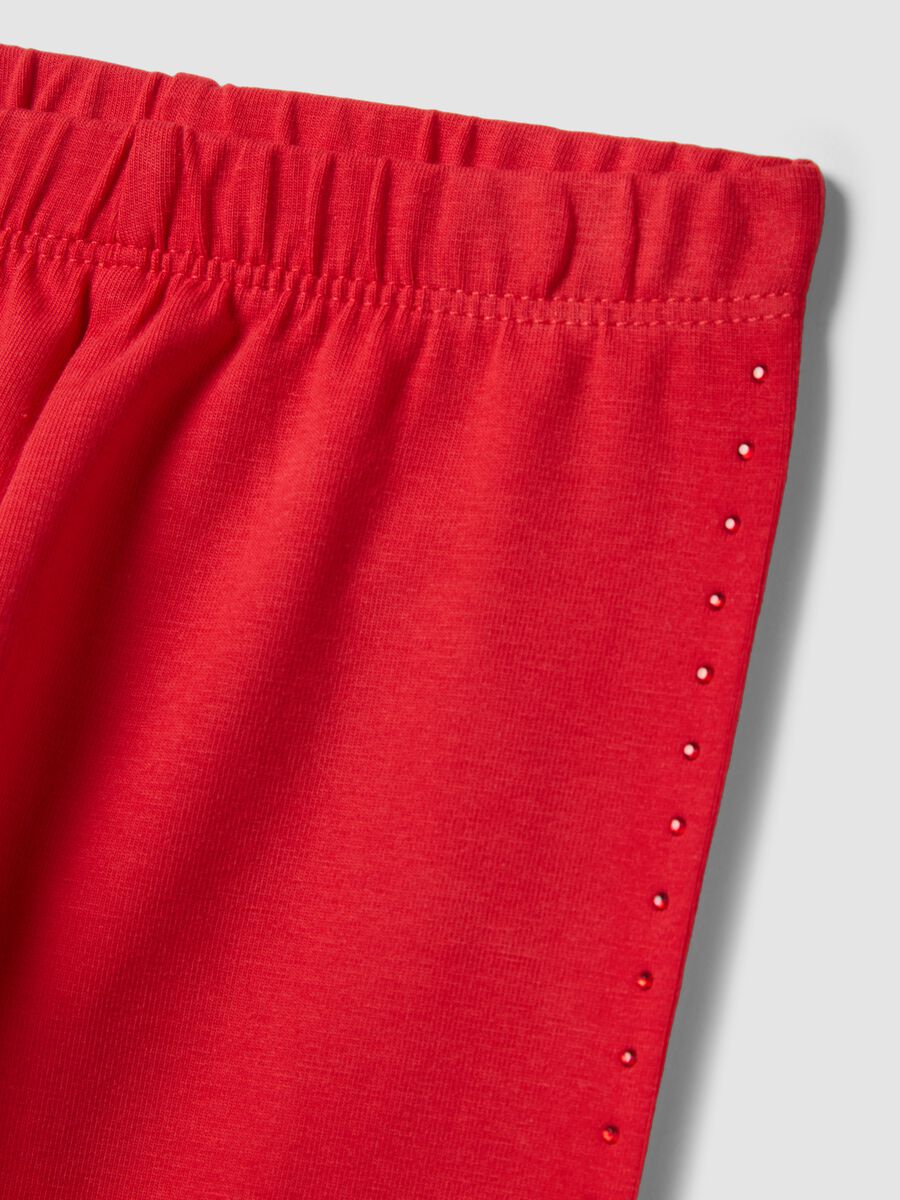 Girls' Red Slim Fit Cotton Stretch Leggings_2