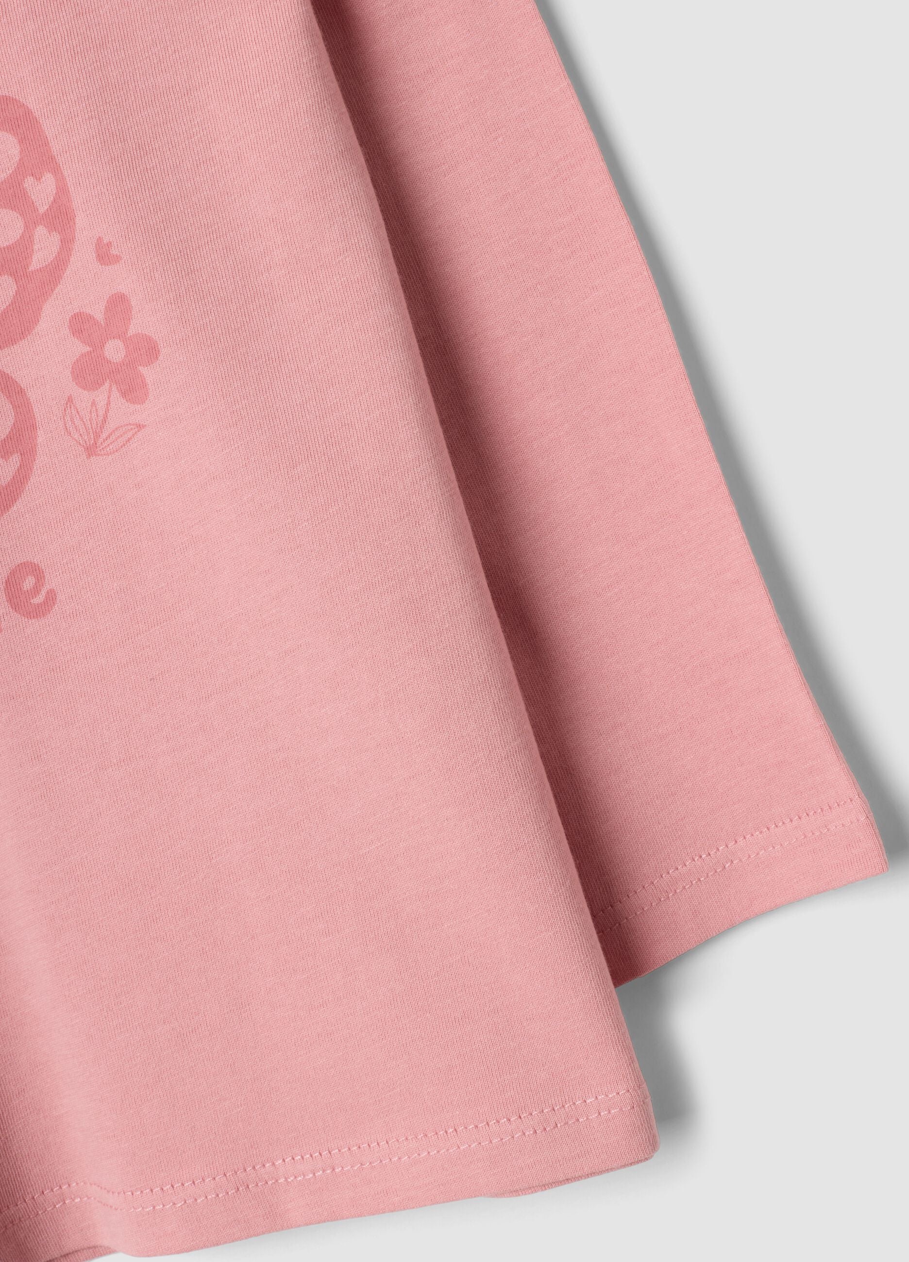 Pink organic cotton crew-neck T-shirt