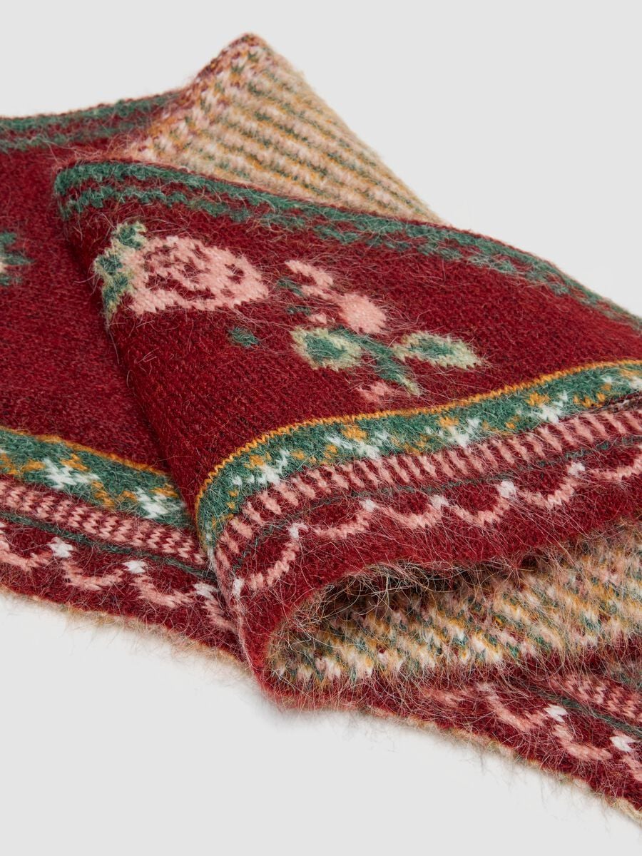 Red stretch-wool jacquard scarf_2