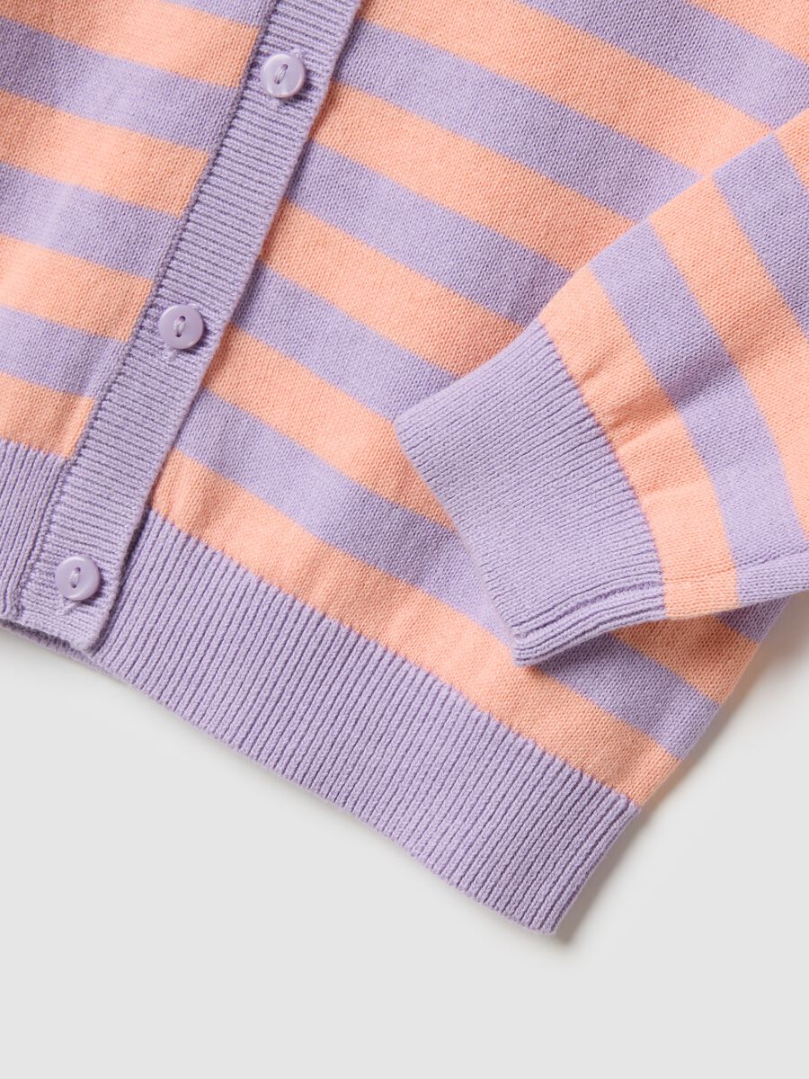 Girls' regular fit multicolour striped pure cotton cardigan_3