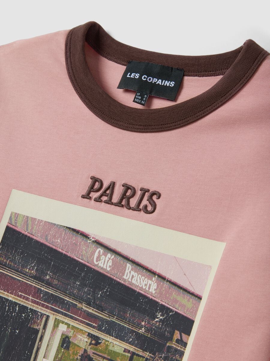 Pink pure cotton T-shirt with Paris print_5