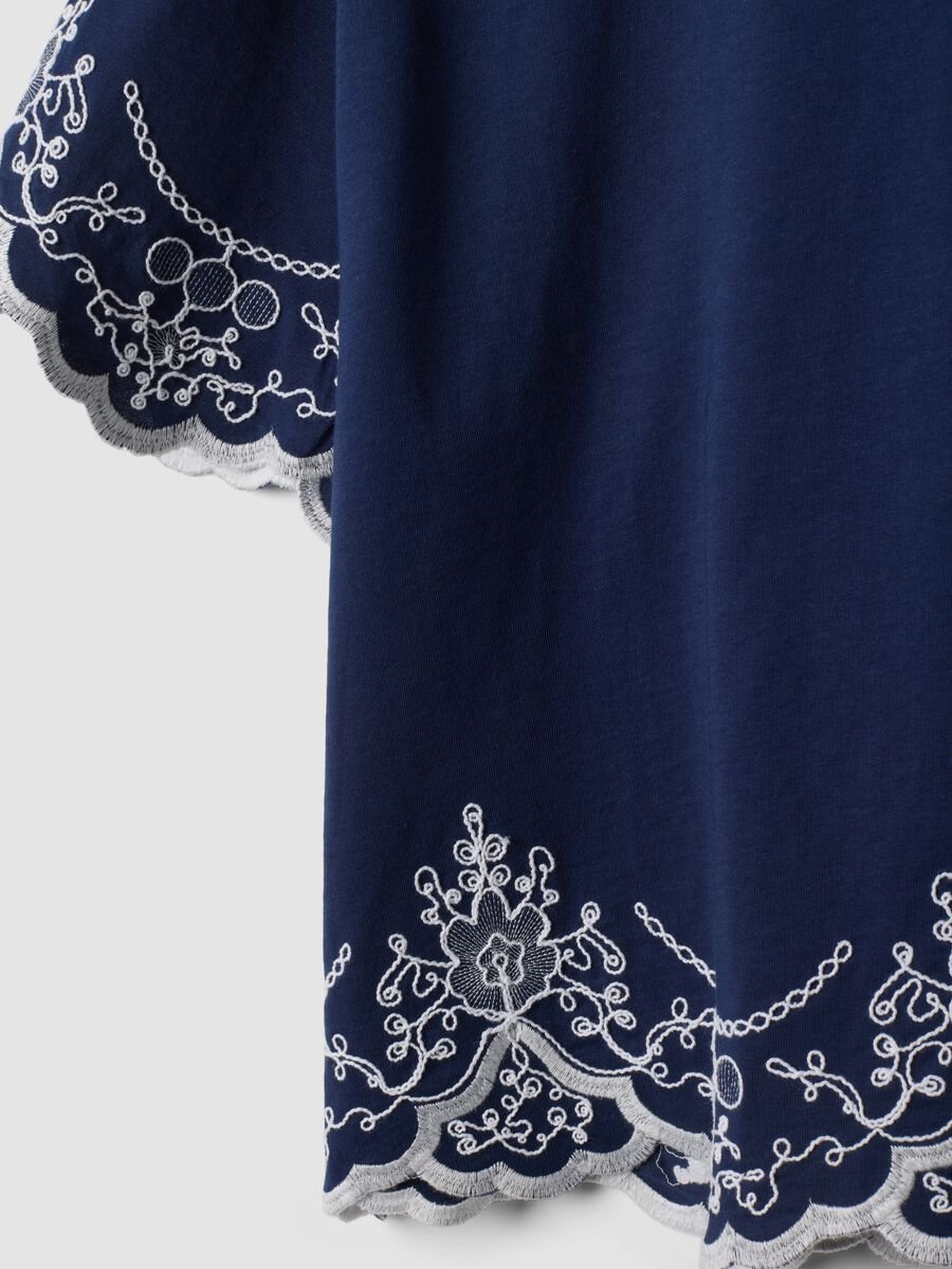 Blaues T-Shirt aus reiner Baumwolle mit Stickerei, Regular Fit_1