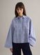 Oversized multicolour striped pure cotton shirt with pleats_0