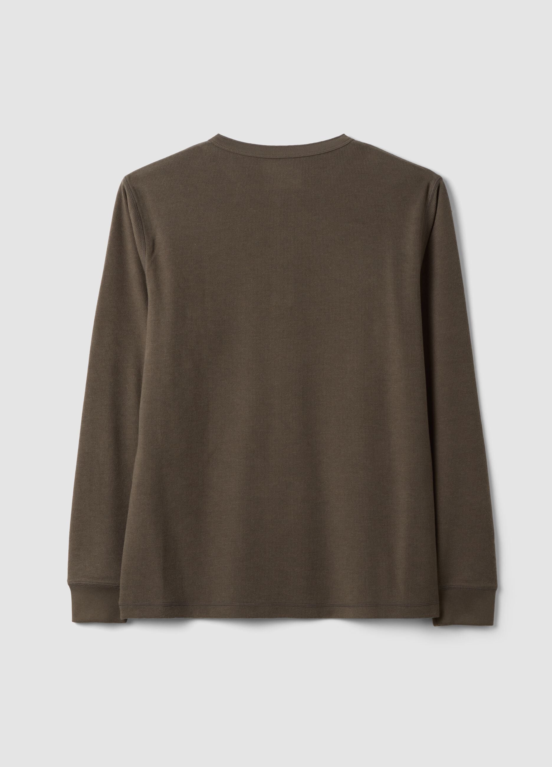Brown honeycomb viscose-blend T-shirt, regular fit
