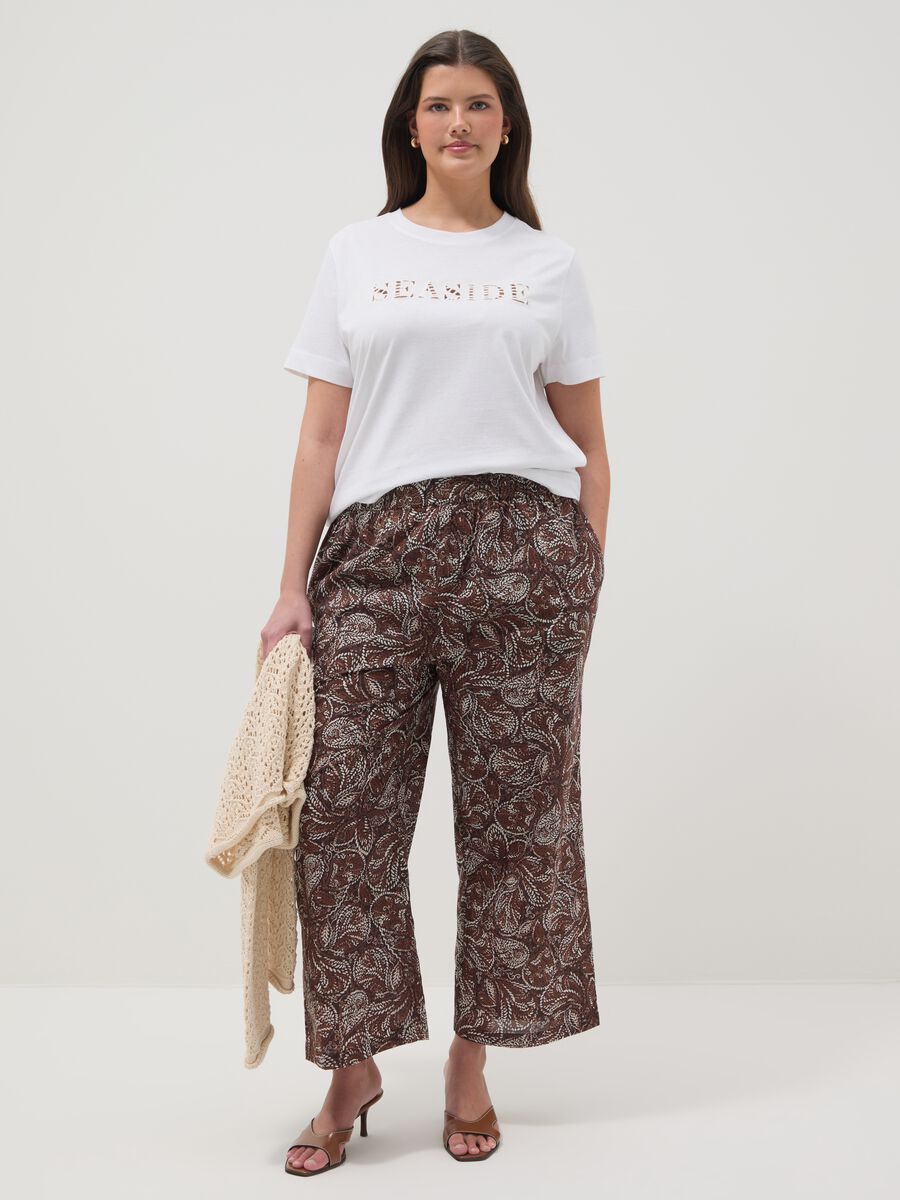 Camiseta blanca de algod&oacute;n puro con estampado frontal_2