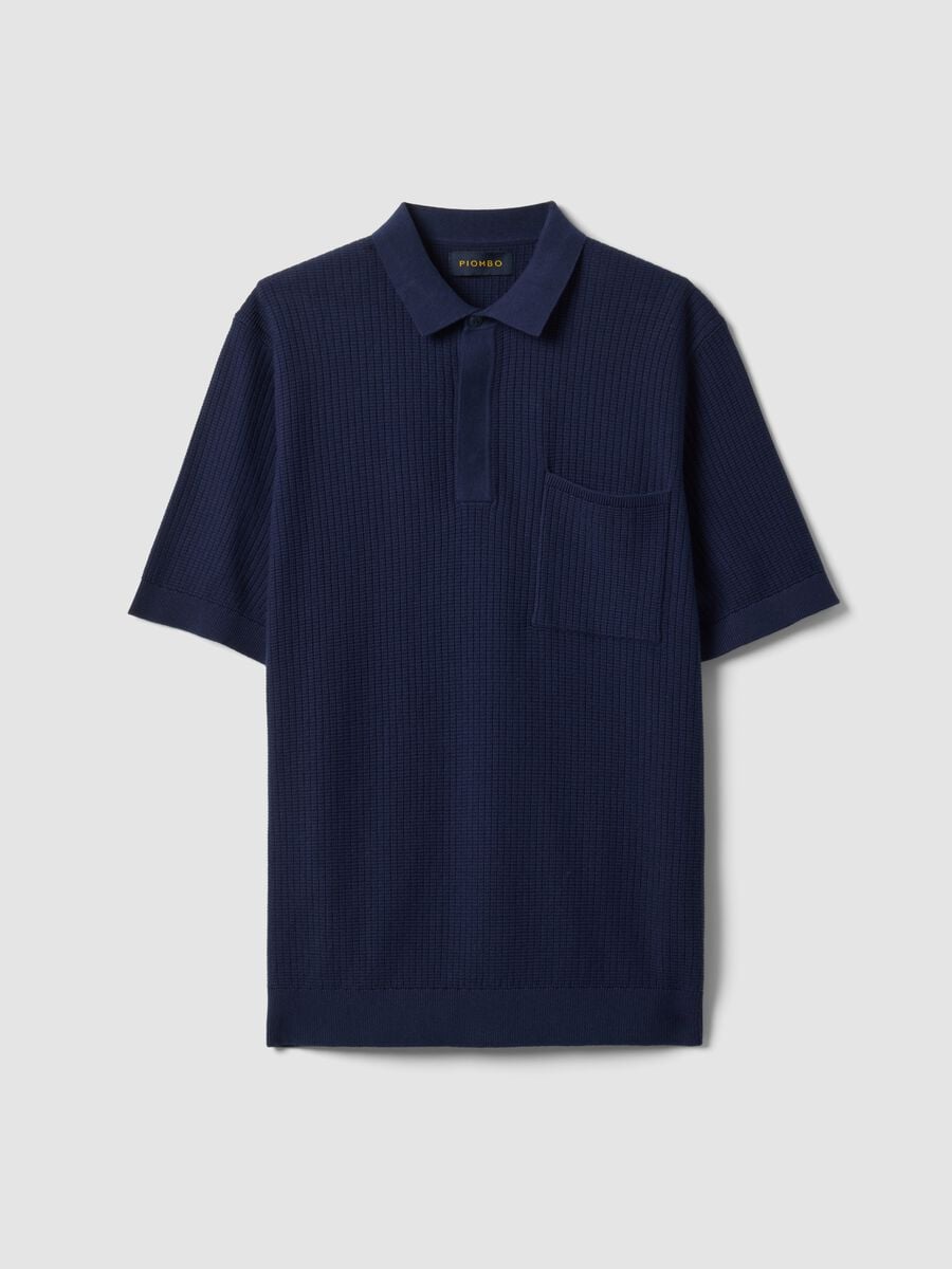 Blue pure cotton polo shirt with chest pocket, regular fit_4