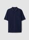 Blue pure cotton polo shirt with chest pocket, regular fit_4