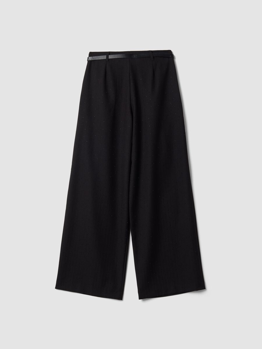 Pantaloni neri wide leg in viscosa elasticizzata_2