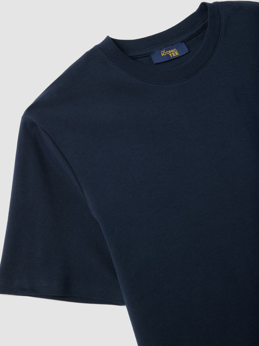 Blue pure cotton short sleeve relaxed fit T-shirt_6