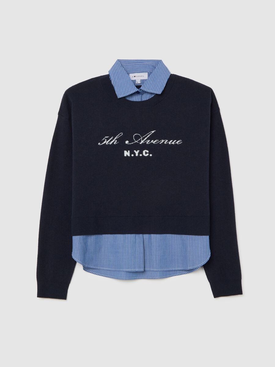 Blue regular fit V-neck sweatshirt_4