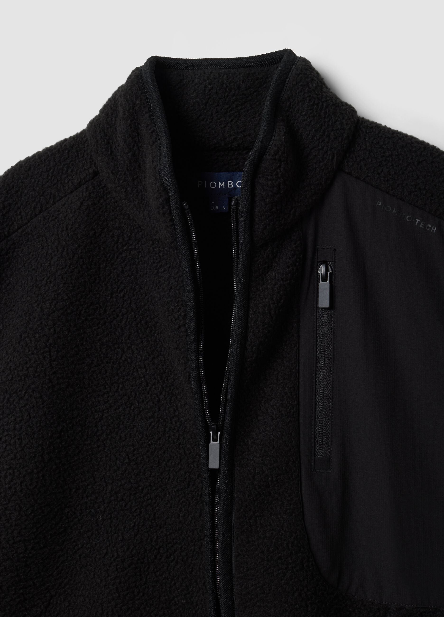 Felpa full-zip nera con colletto regular fit