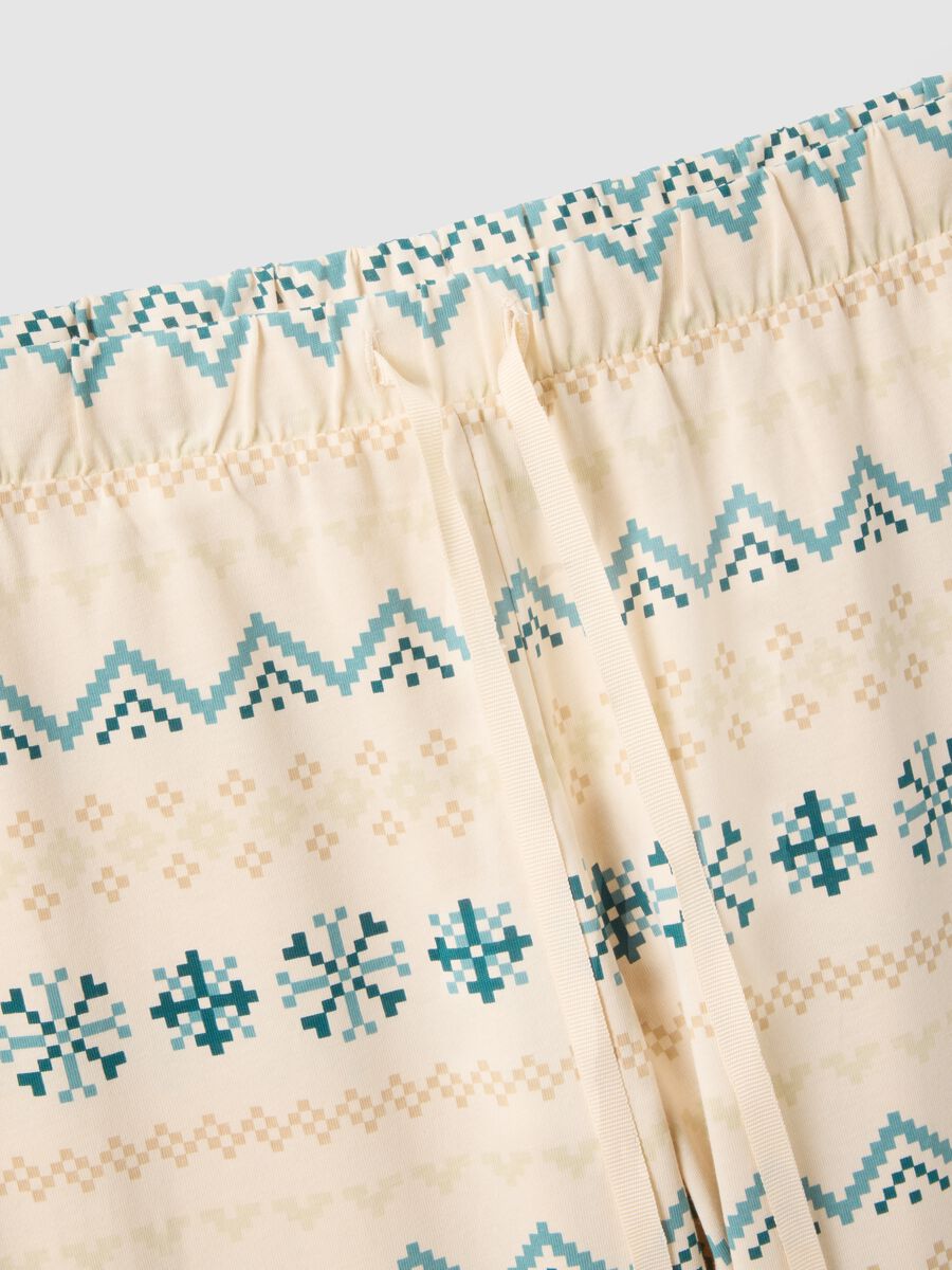 Beige pure cotton pyjamas with regular fit and prints_5