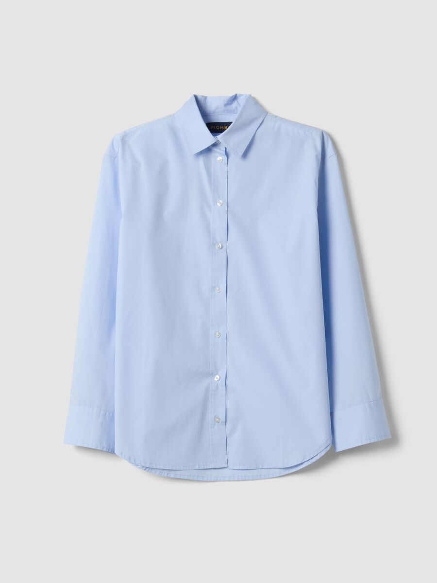 Light blue pure cotton poplin shirt with classic collar, regular fit_4
