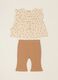 Beiges Baby-M&auml;dchen-Set aus reiner Baumwolle mit Blumenprint_1