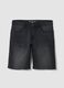 Grey stretch cotton denim Bermuda shorts_4