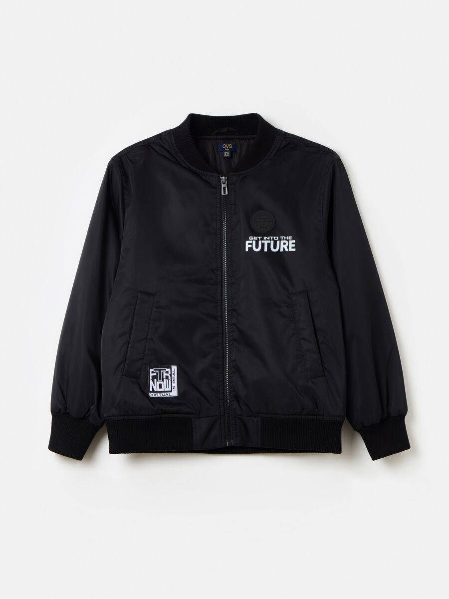 Bomber jacket with lettering print_0