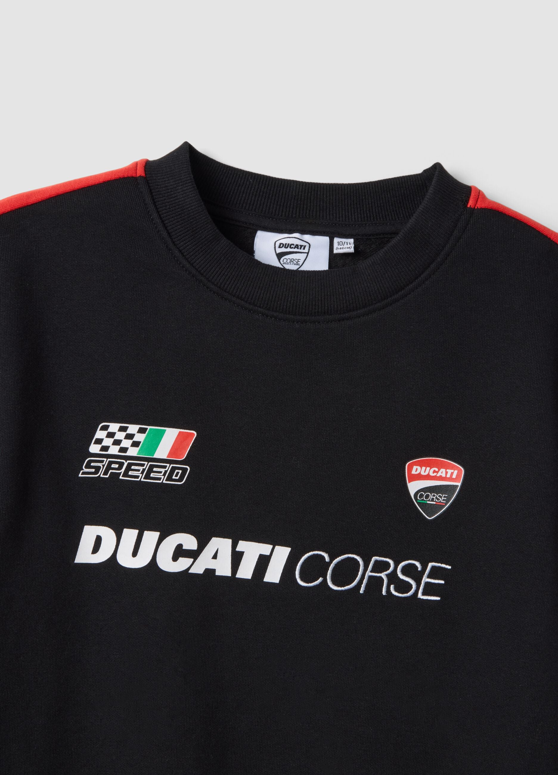 Black cotton-blend sweatshirt with Ducati print, relaxed fit