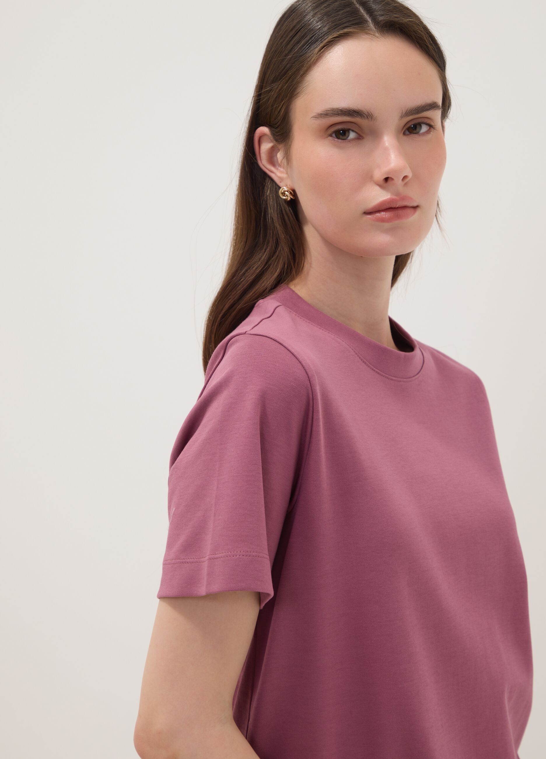 Pink relaxed-fit pure cotton short-sleeve T-shirt