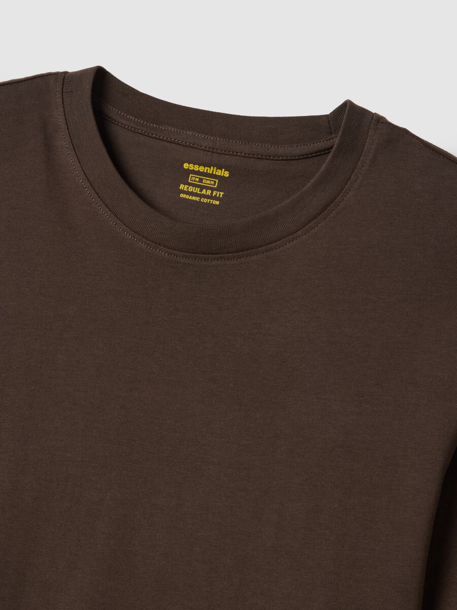 Brown pure cotton regular fit T-shirt_5