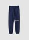 Jogger blu in puro cotone stile college regular fit_0