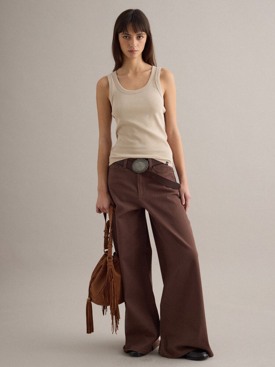 Brown genuine leather bag with fringes_1