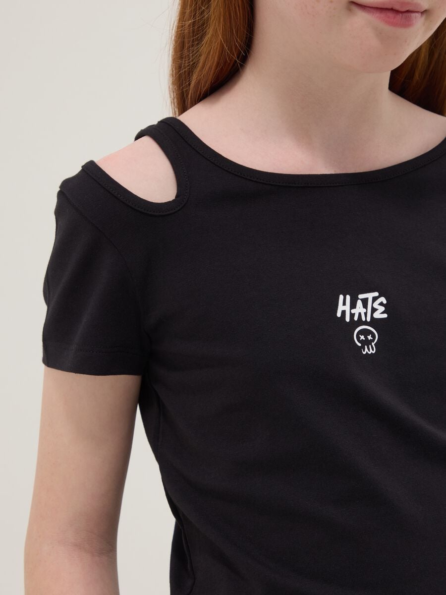 Schwarzes Stretch-Baumwoll-Slim-Fit-M&auml;dchen-T-Shirt_2