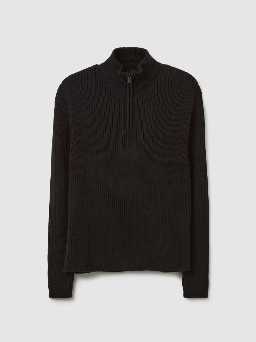 Half-Zip Ribbed Knit Black_4