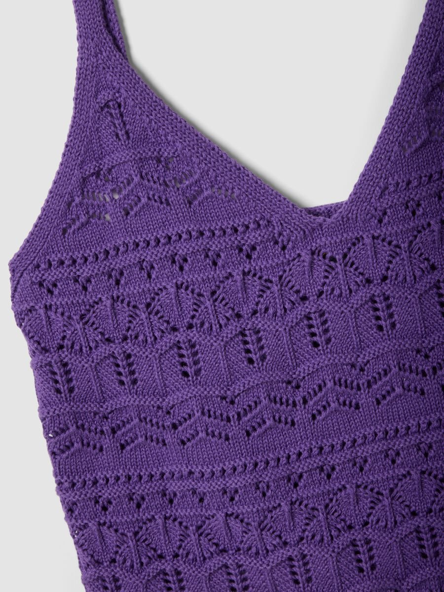 Lila Tanktop aus reiner Baumwolle im Regular Fit mit Strickstruktur_1