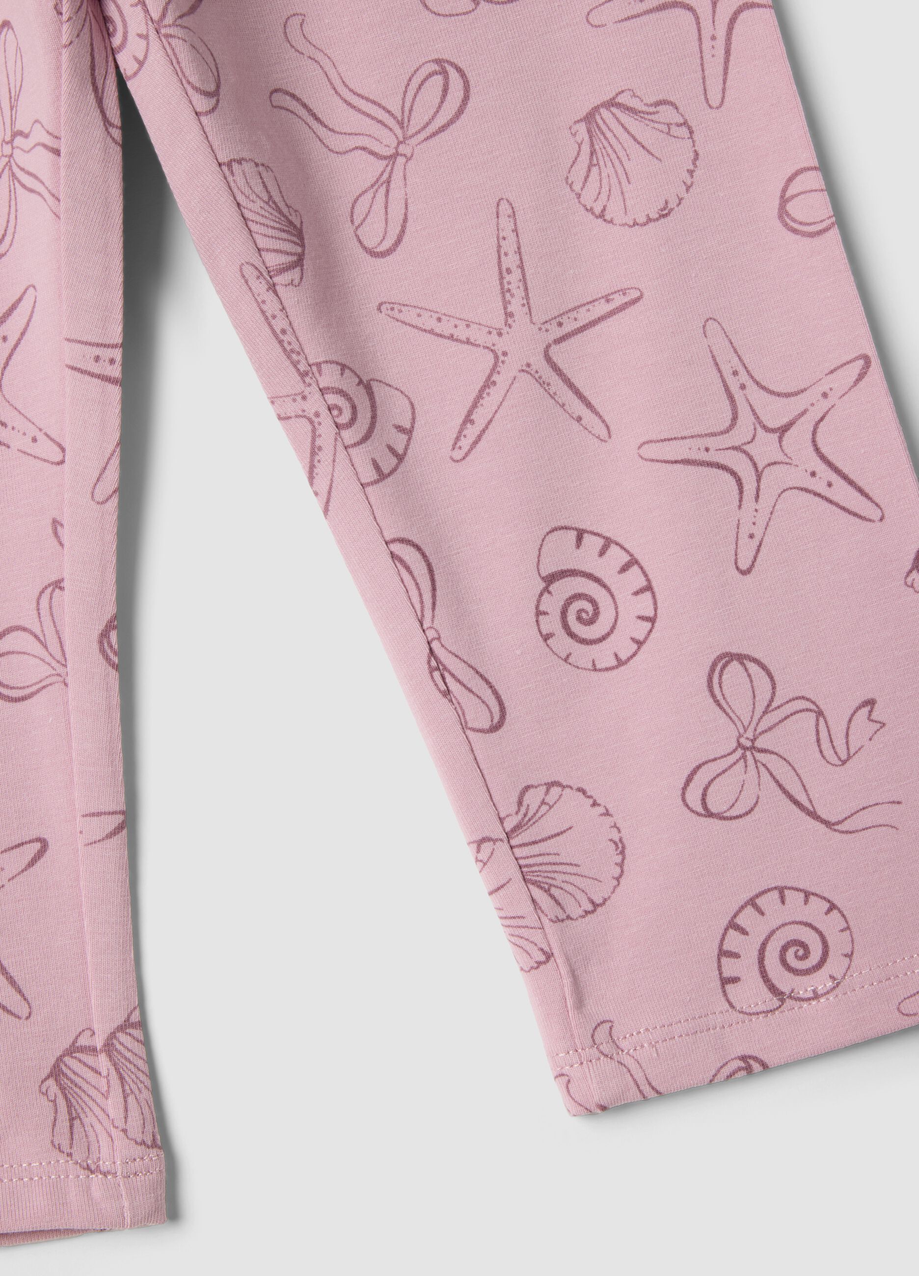 Girls&rsquo; pink skinny leggings in stretch cotton with prints