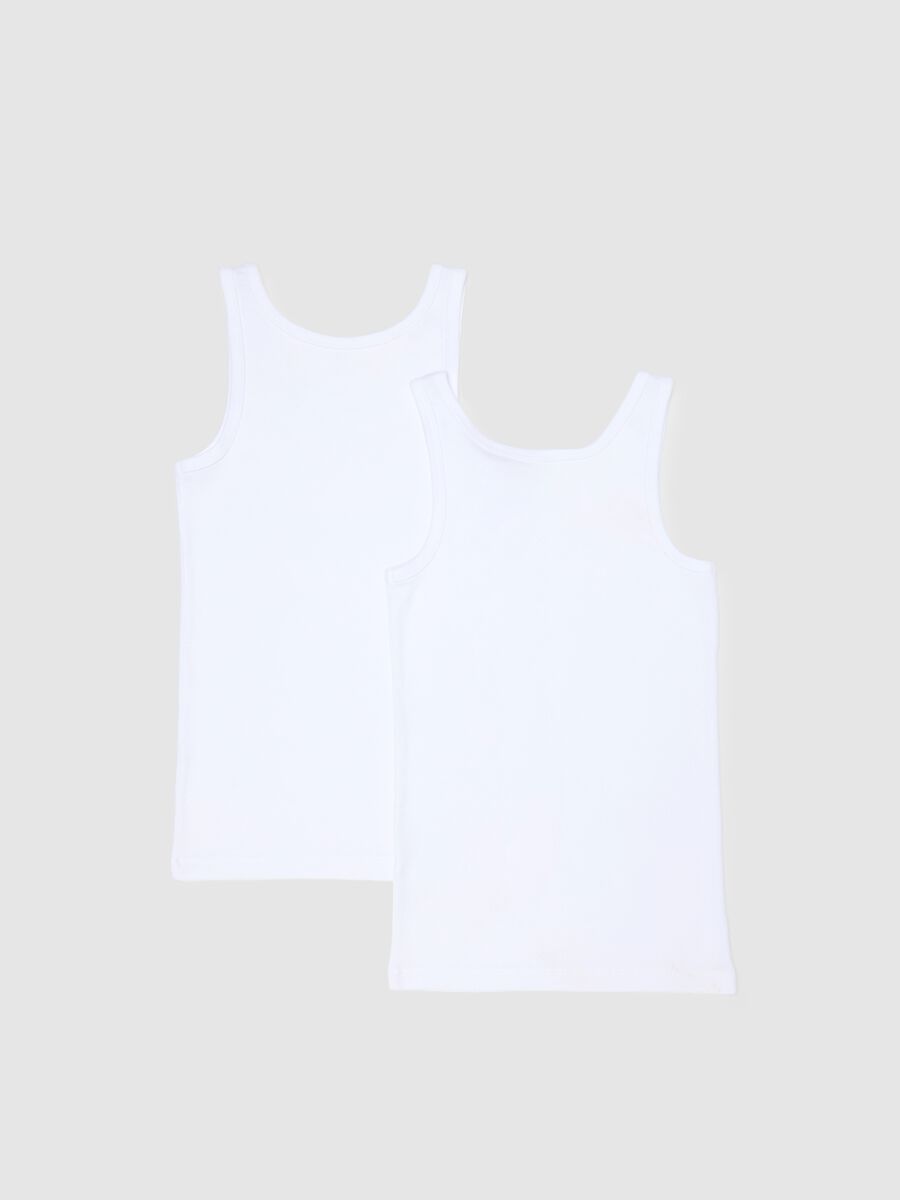 Boys' white undershirts twin pack in pure cotton regular fit_1