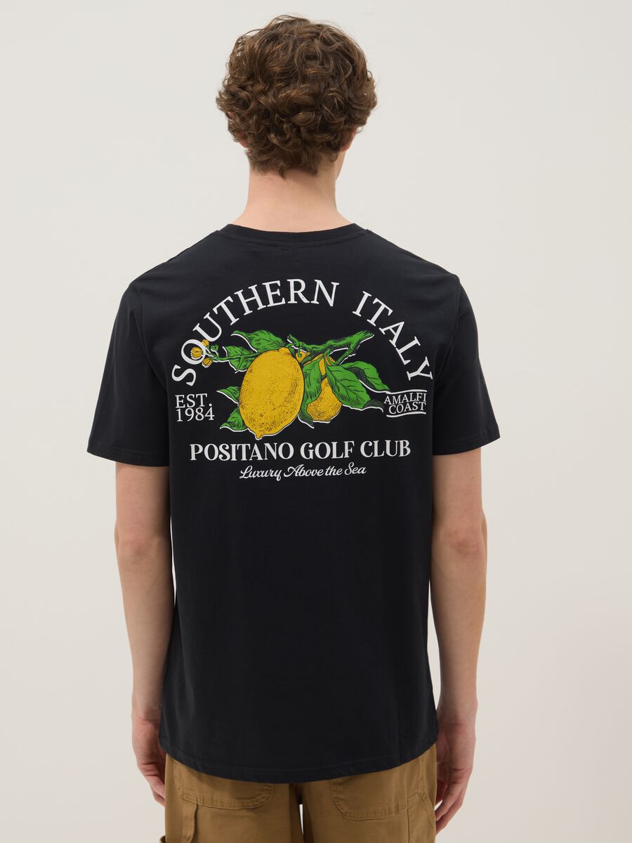 Black slogan T-shirt in pure cotton, regular fit_3