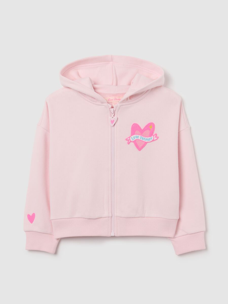 Girls' pink cotton blend hoodie regular fit with zip_0