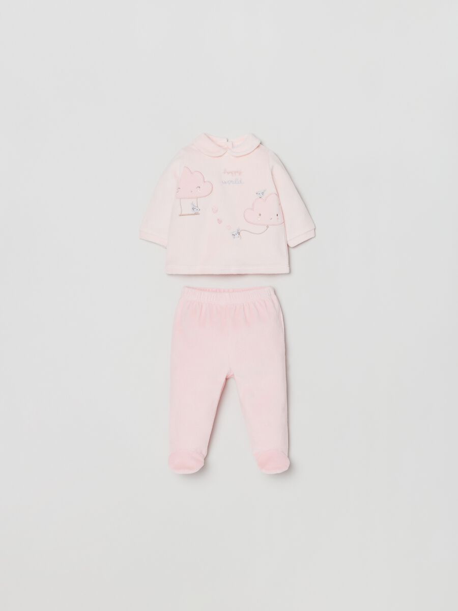 Embroidered T-shirt and baby leggings set_0