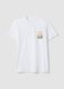 Wei&szlig;es T-Shirt aus reiner Baumwolle mit aufgesetztem Print, Regular Fit_4
