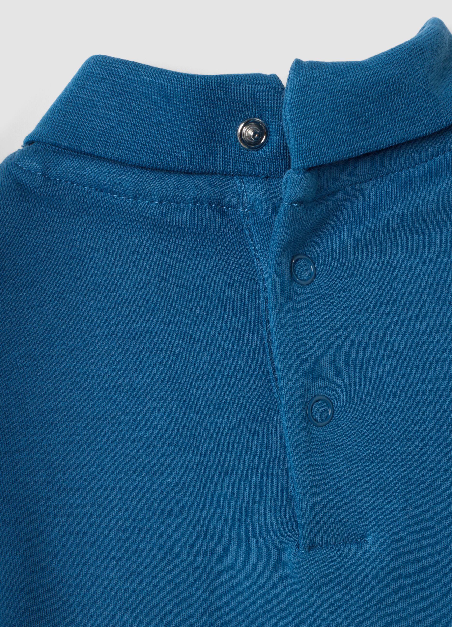 Blue organic cotton polo neck T-shirt