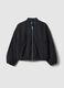 Girls' black bomber jacket with oversized fit_5