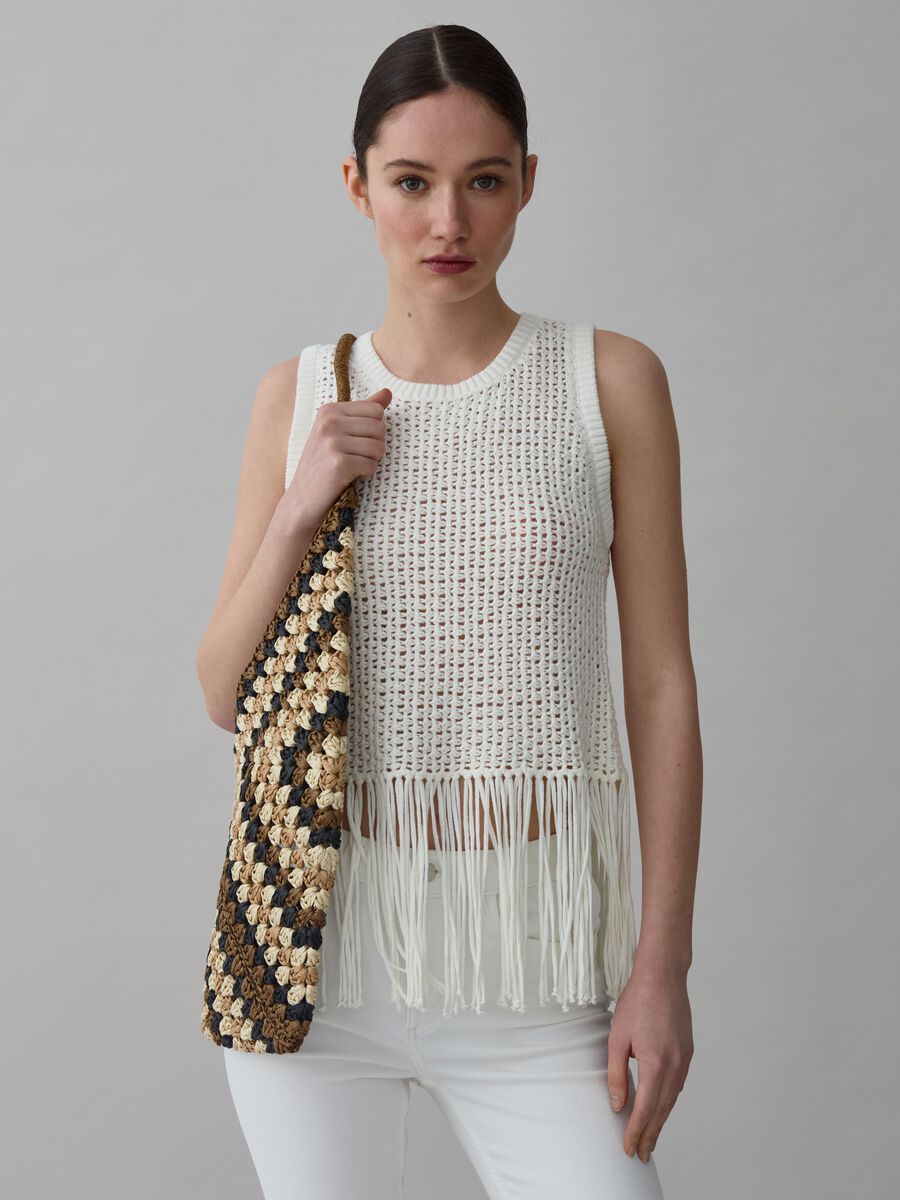Openwork tank top with fringing_0