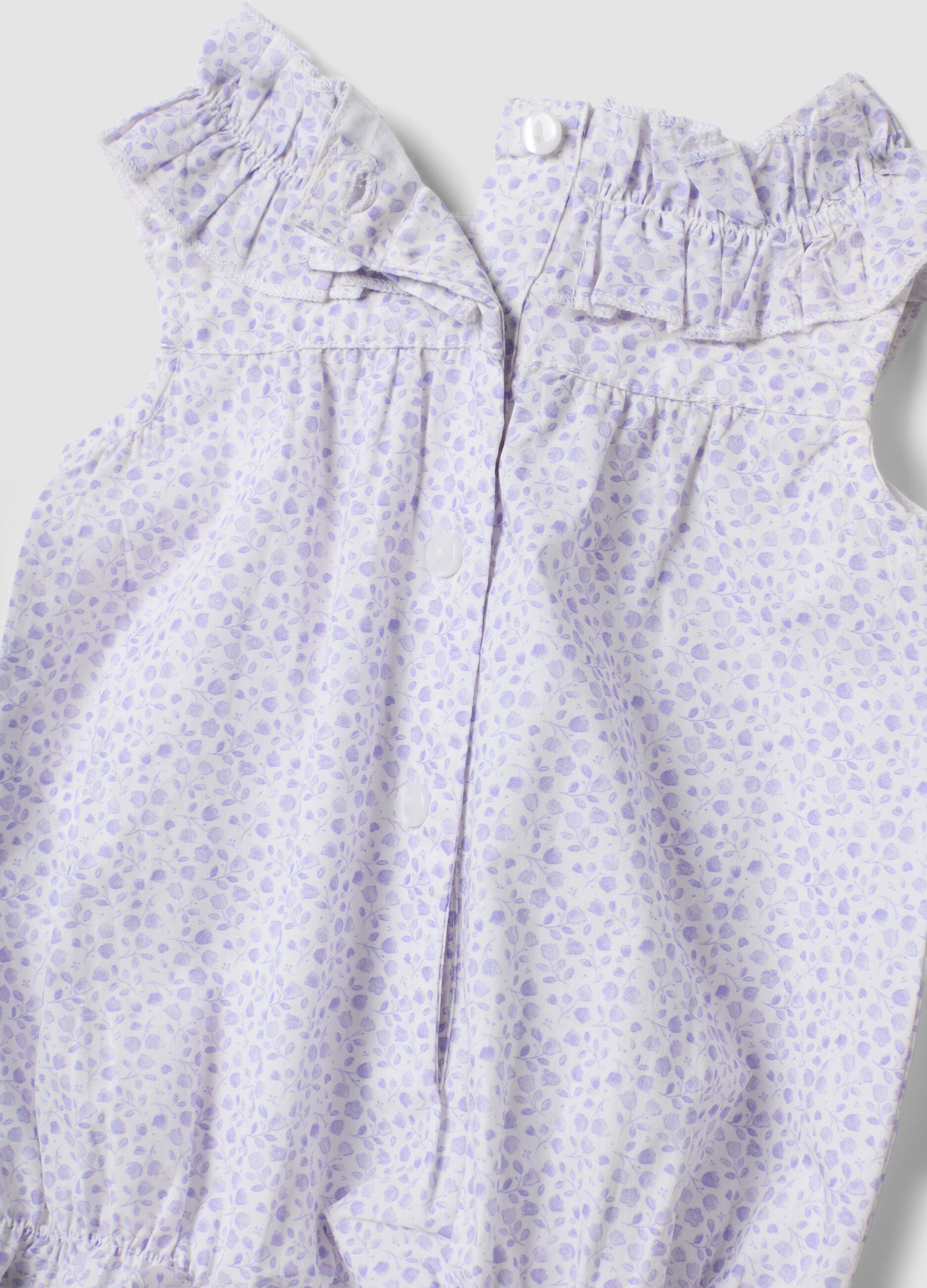 Purple pure cotton baby romper with classic collar