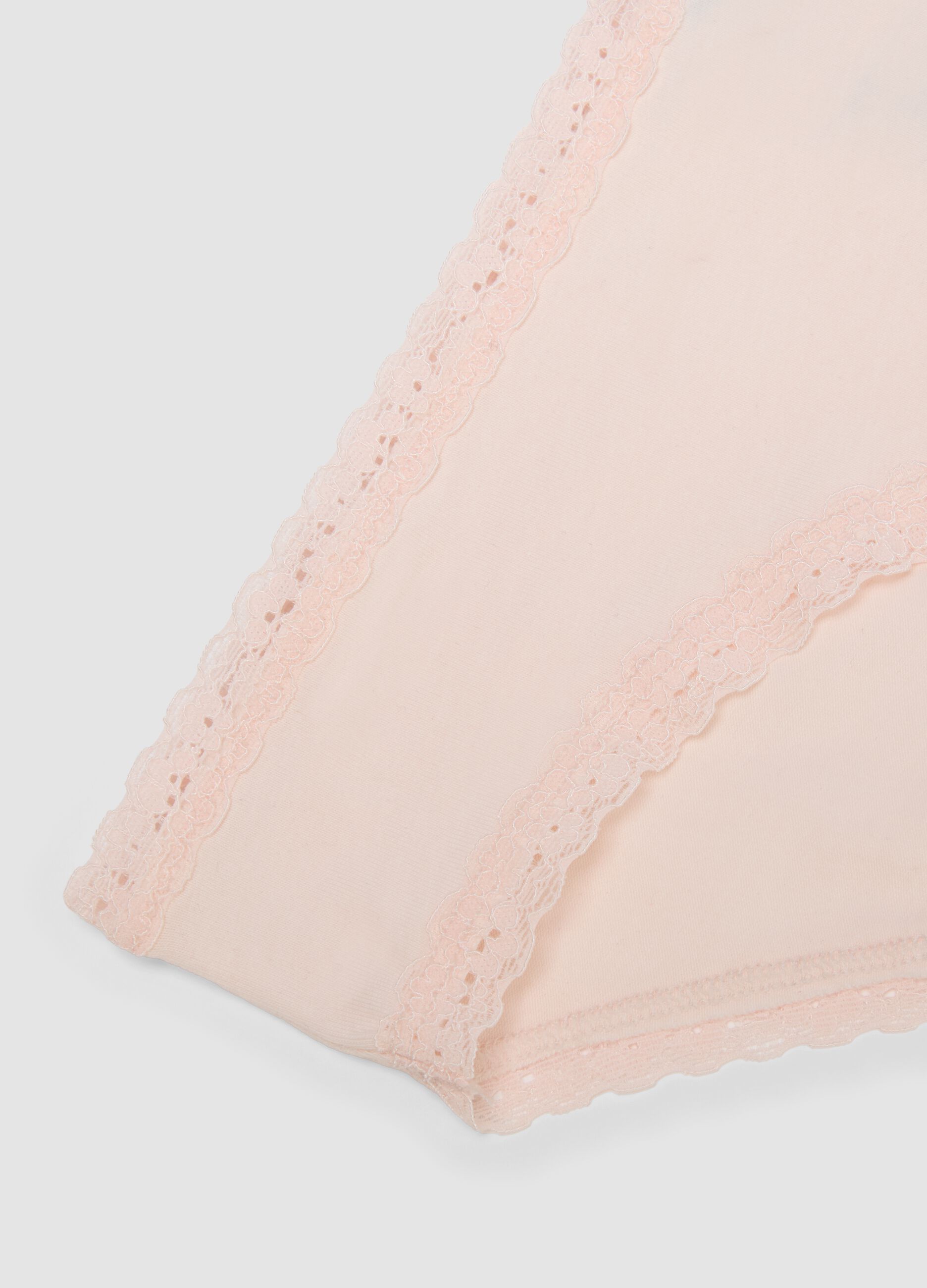 Pink stretch cotton briefs regular fit with lace details