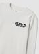 White pure organic cotton T-shirt with "Hyped" print for boys_4