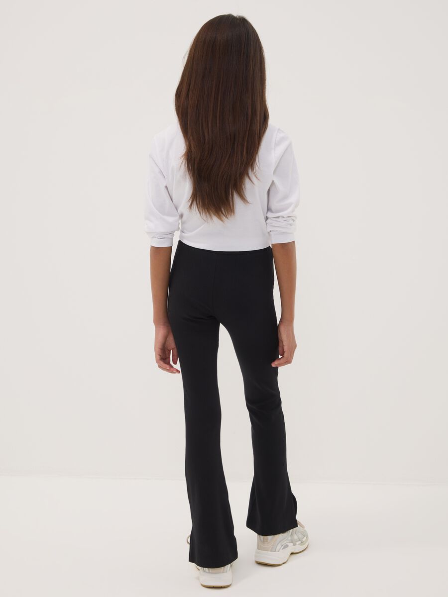 Black flared leggings in stretch cotton_2