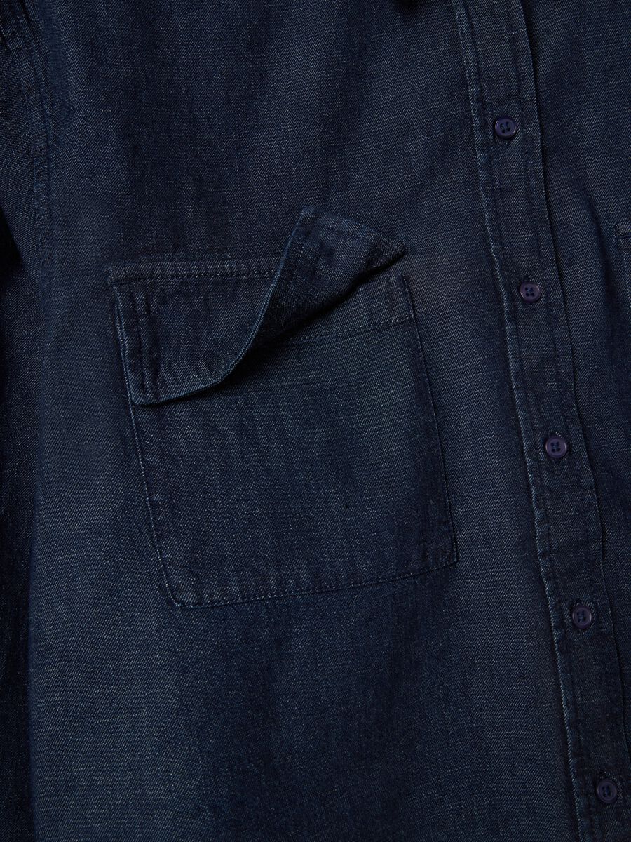 Blue regular-fit denim pure cotton shirt_5